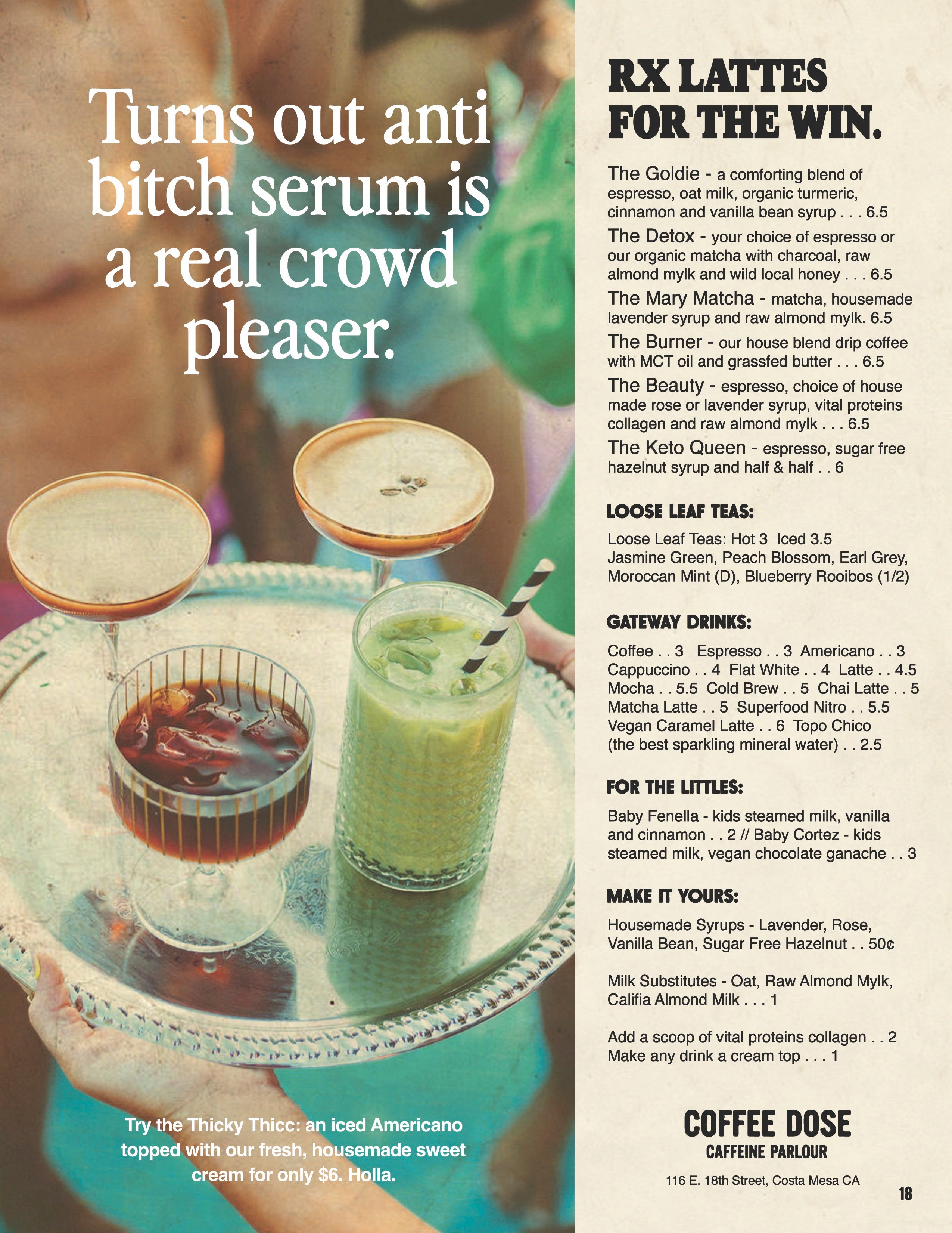 Costa Mesa Menu Coffee Dose