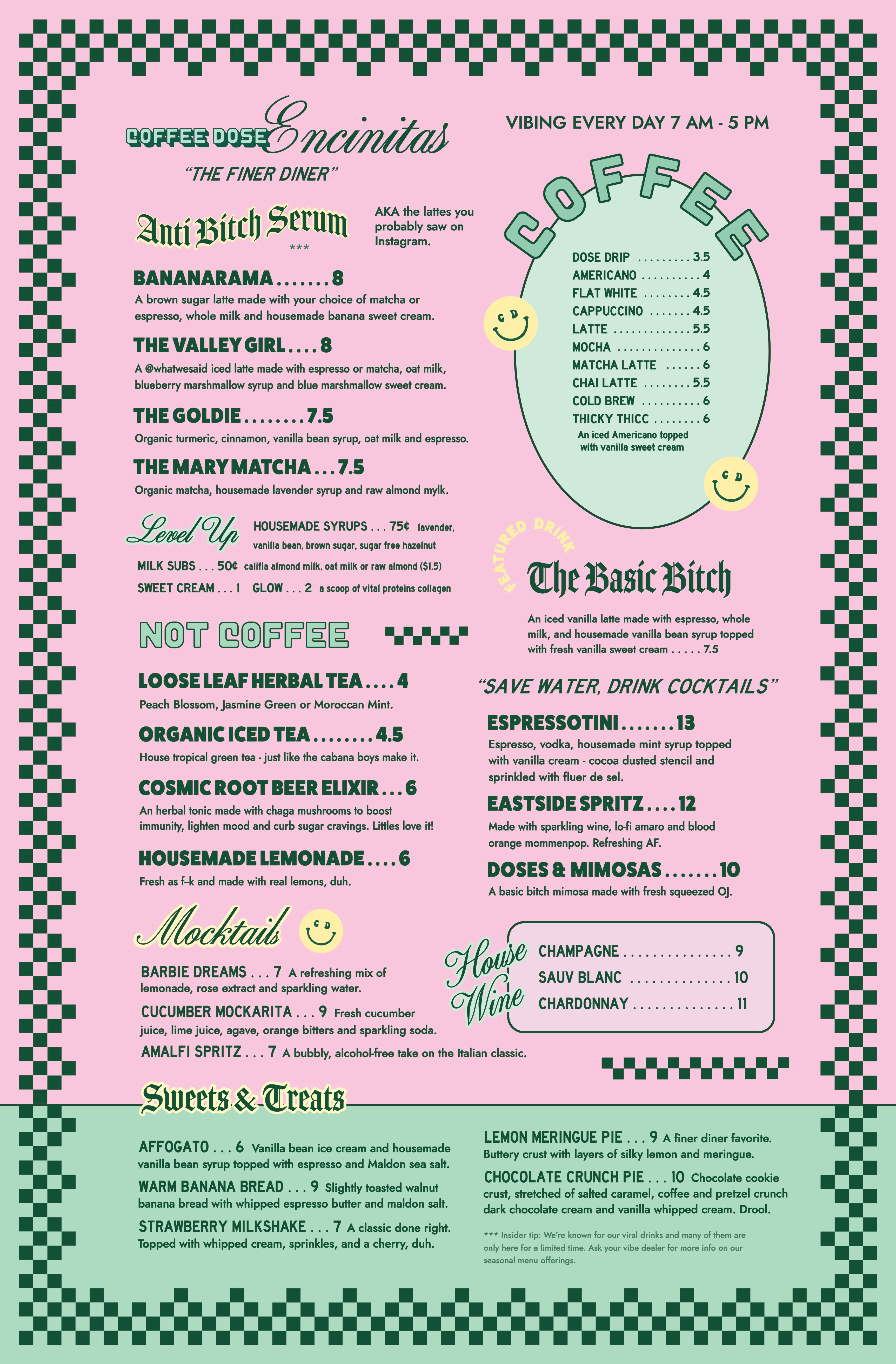 Encinitas Menu – Coffee Dose