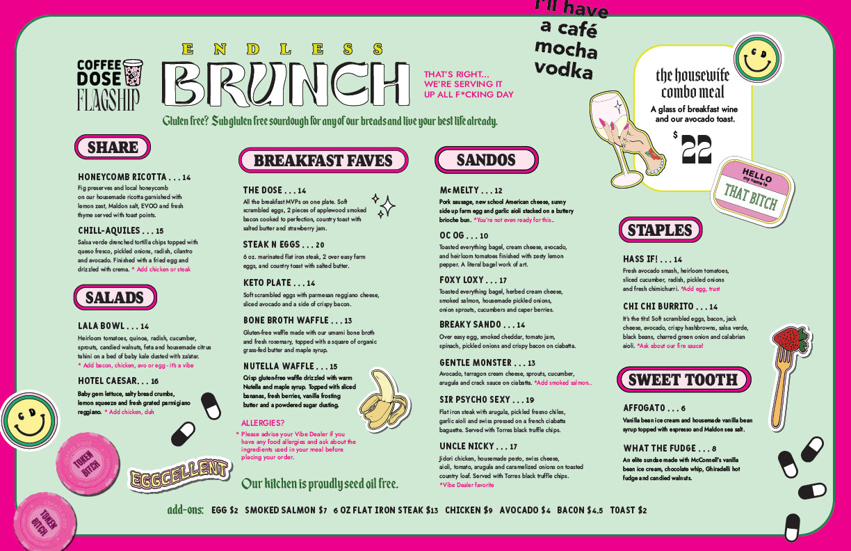 Coffee Dose Brunch Menu