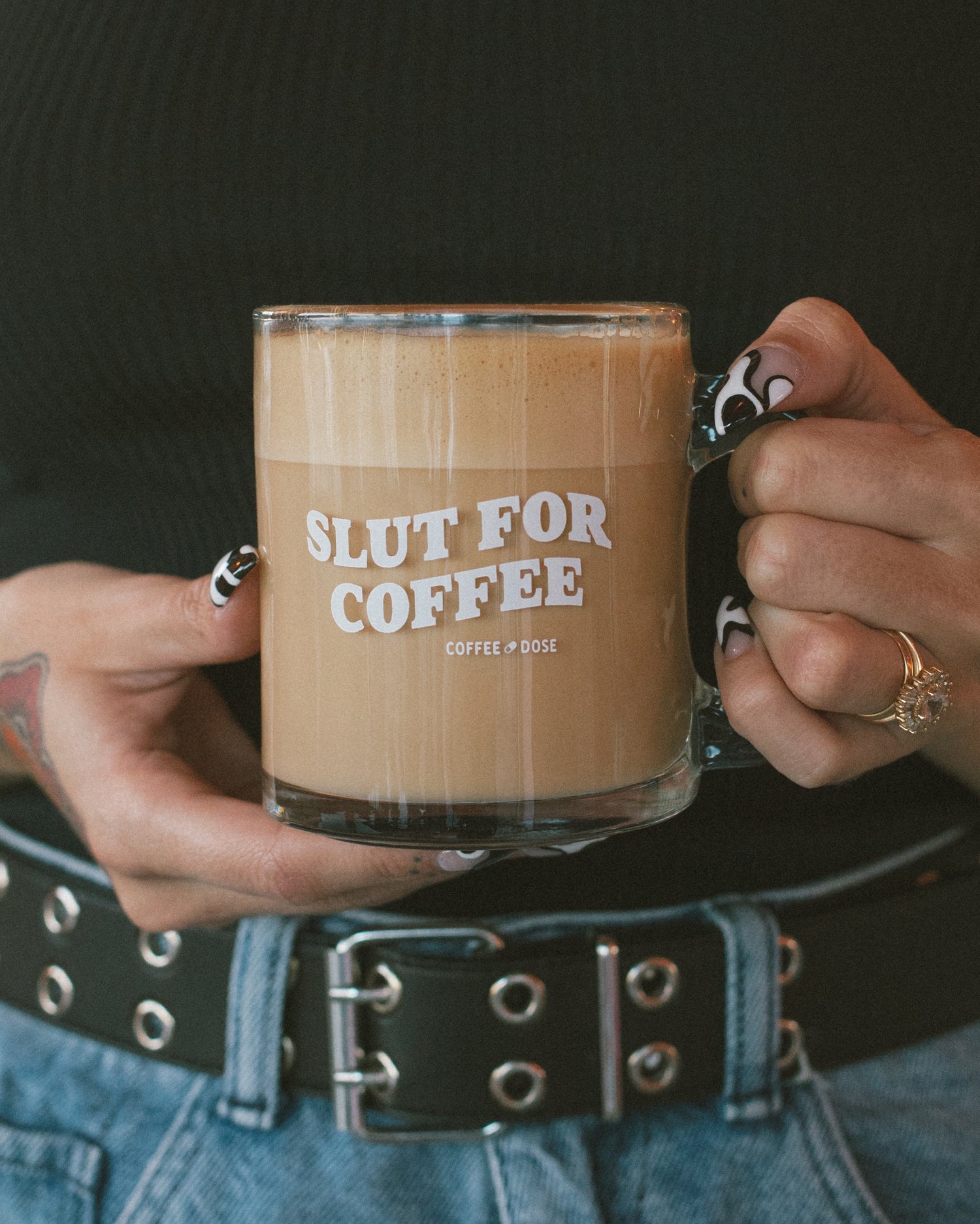 Sl*t For Coffee Glass Mug – Coffee Dose